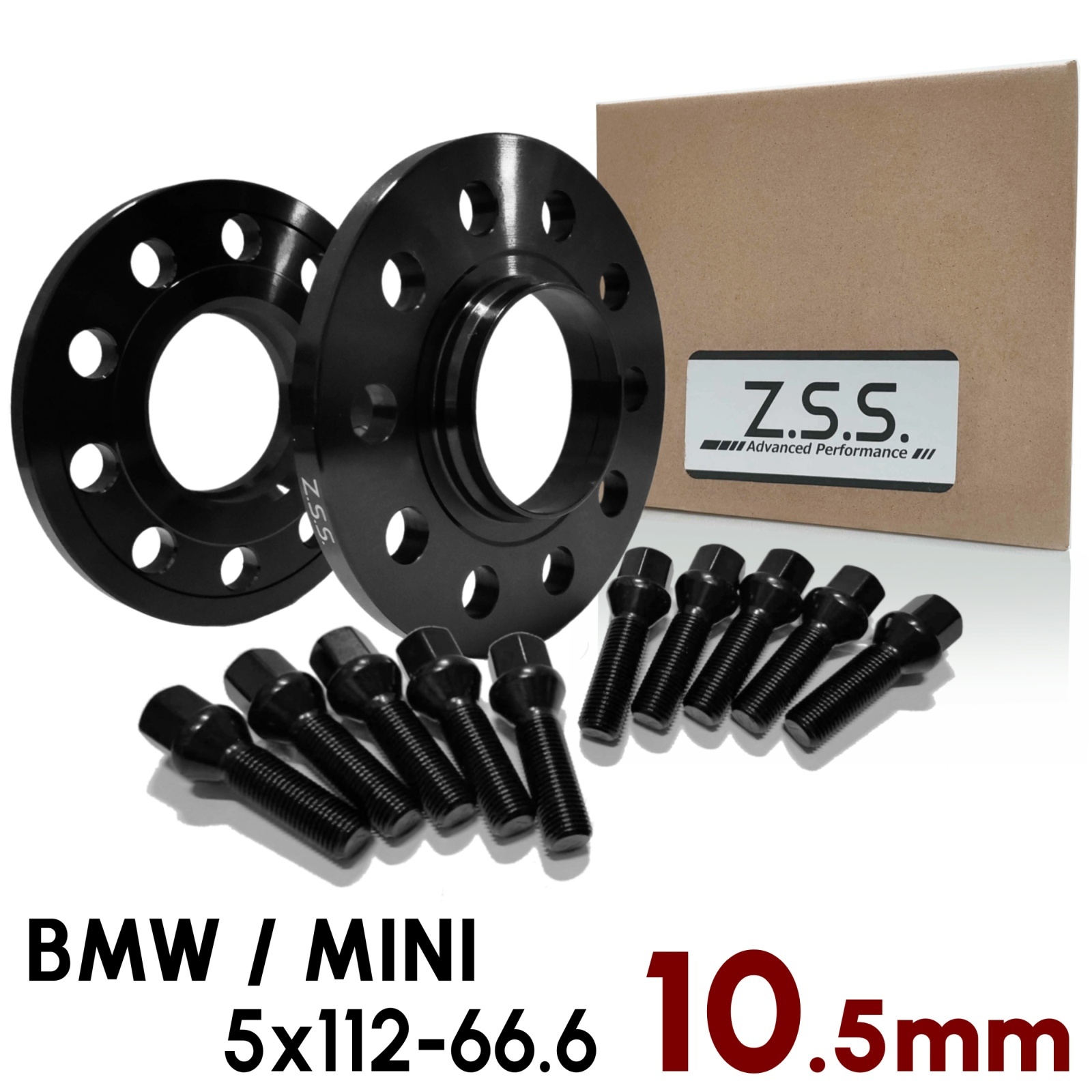 【10.5mm】 BMW / MINI 専用設計 PCD112 5穴 ハブ径66.6φ 5x112-66.6φ M14xP1.25 ボルト付き