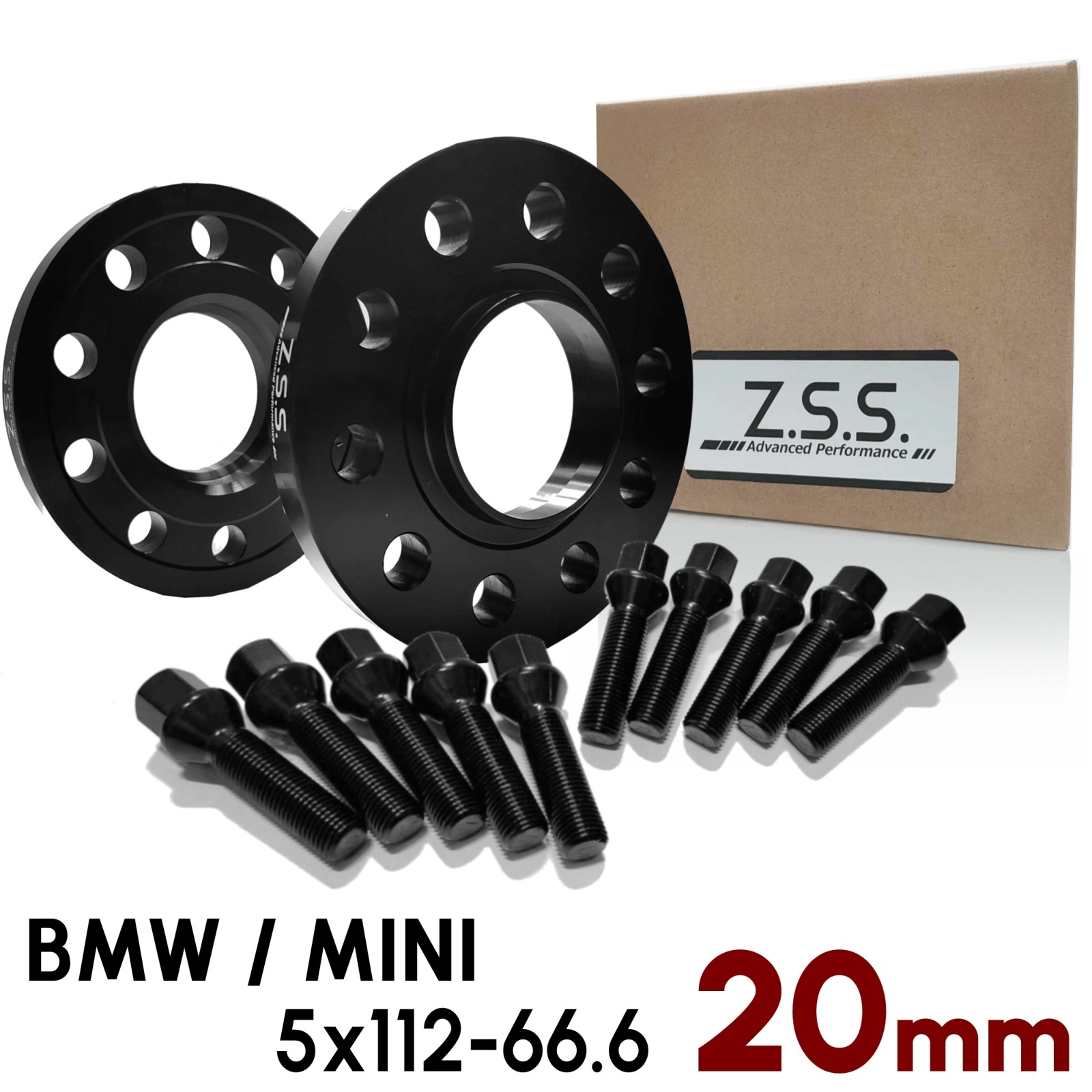 【20mm】 BMW / MINI 専用設計 PCD112 5穴 ハブ径66.6φ 5x112-66.6φ M14xP1.25 ボルト付き