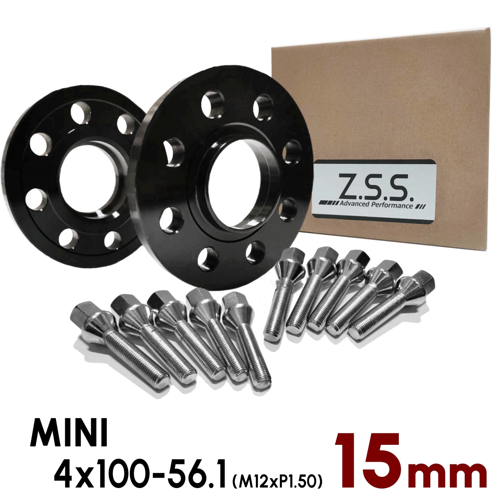 【15mm】 MINI 専用設計 PCD100 4穴 ハブ径56.1φ 4x100-56.1φ M12xP1.50 ボルト付き