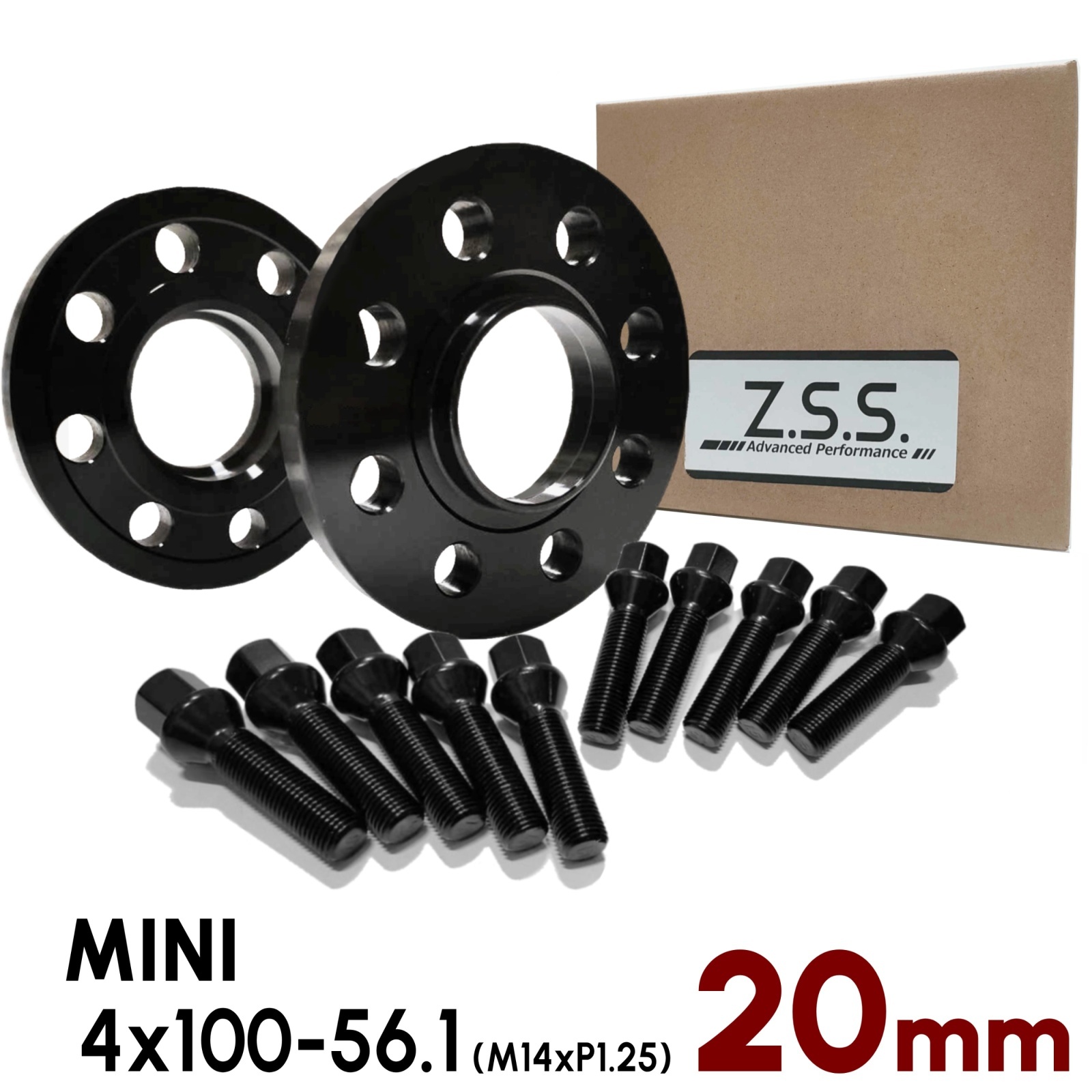 【20mm】 MINI 専用設計 PCD100 4穴 ハブ径56.1φ 4x100-56.1φ M14xP1.25 ボルト付き